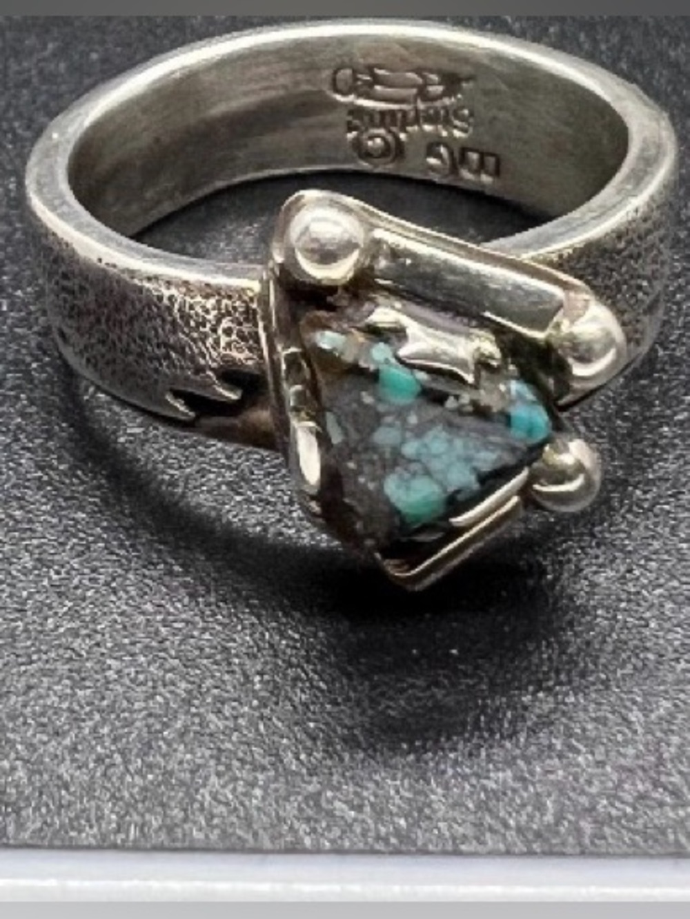 High Quality Hubei Spiderweb Turquoise in Sterling Silver George Begay hallmark